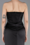 Abendkleid im Meerjungfrau-Stil Lang Satin Schwarz ABU6109
