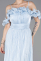 Abschlusskleid Lang Chiffon Eisblau ABU6110