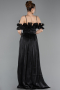 Abschlusskleid Lang Chiffon Schwarz ABU6110