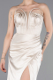 Beige Abschlusskleid Satin Lang ABU5923