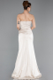Beige Abschlusskleid Satin Lang ABU5923