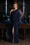 Abendkleid in Übergröße Lang Spitze Marineblau ABU6065
