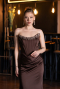 Abendkleid im Meerjungfrau-Stil Lang Satin Dunkelbraun ABU6109