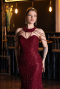 Abendkleid Lang Perlenbesetzt Weinrot ABU6073