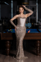 Abendkleid Lang Schuppig Beige ABU6041