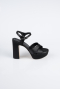 Plateauschuhe Satin Schwarz ABS2104