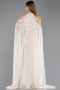Standesamtkleid Lang Perlenbesetzt Beige ABU6117