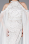 Standesamtkleid Lang Perlenbesetzt Weiß ABU6117
