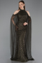 Standesamtkleid Lang Perlenbesetzt Khaki ABU6117