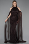 Standesamtkleid Lang Perlenbesetzt Braun ABU6117