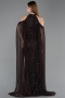 Standesamtkleid Lang Perlenbesetzt Braun ABU6117