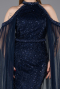 Standesamtkleid Lang Perlenbesetzt Marineblau ABU6117