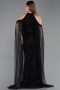 Standesamtkleid Lang Perlenbesetzt Schwarz ABU6117