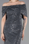 Abschlusskleid Lang Spitze Anthrazit ABU6119