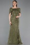 Abschlusskleid Lang Spitze Khaki ABU6119