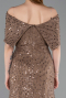 Abschlusskleid Lang Spitze Braun ABU6119