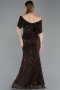 Abschlusskleid Lang Spitze Dunkelbraun ABU6119