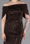 Abschlusskleid Lang Spitze Dunkelbraun ABU6119
