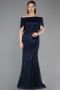 Abschlusskleid Lang Spitze Marineblau ABU6119
