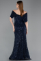 Abschlusskleid Lang Spitze Marineblau ABU6119