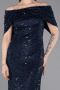 Abschlusskleid Lang Spitze Marineblau ABU6119