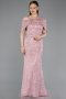Abschlusskleid Lang Spitze Puder ABU6119