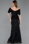 Abschlusskleid Lang Spitze Schwarz ABU6119
