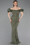 Khaki Abendkleid İm Meerjungfrau-Stil Lang ABU4509
