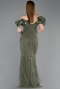 Khaki Abendkleid İm Meerjungfrau-Stil Lang ABU4509