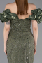 Khaki Abendkleid İm Meerjungfrau-Stil Lang ABU4509