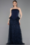 Abendkleid Lang Schuppig Marineblau ABU6124