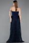 Abendkleid Lang Schuppig Marineblau ABU6124