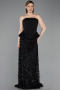 Abendkleid Lang Schuppig Schwarz ABU6124
