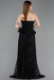 Abendkleid Lang Schuppig Schwarz ABU6124
