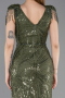 Khaki Abendkleid Perlenbesetzt Lang ABU5637