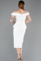 Abendkleid Midi Weiß ABK2615