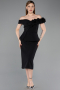 Abendkleid Midi Schwarz ABK2615