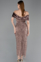Hellbraun Partykleid Perlenbesetzt Midi ABK2453