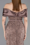 Hellbraun Partykleid Perlenbesetzt Midi ABK2453