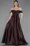 Braun Abendkleid Satin Lang ABU5530