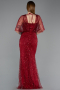 Abendkleid Lang Perlenbesetzt Weinrot ABU5718