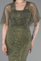 Khaki Abendkleid Perlenbesetzt Lang ABU5718