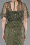 Khaki Abendkleid Perlenbesetzt Lang ABU5718