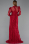 Weinrot Abendkleid Spitze Lang ABU5771