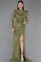 Khaki Abendkleid Spitze Lang ABU5771