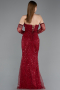 Weinrot Abendkleid Perlenbesetzt Lang ABU5922