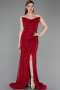 Weinrot Abendkleid Spitze Lang ABU5771