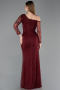 Weinrot Standesamtkleid Spitze Lang ABU5618