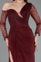 Weinrot Standesamtkleid Spitze Lang ABU5618