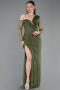 Khaki Standesamtkleid Spitze Lang ABU5618